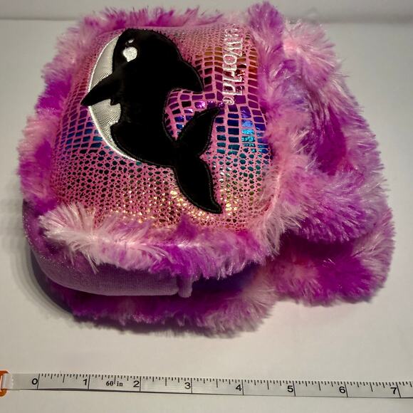 🐳 Kids Purse Sea World Orca Bag Toy Carrier Whale Shamu Purple Pink Glitter - Picture 5 of 5